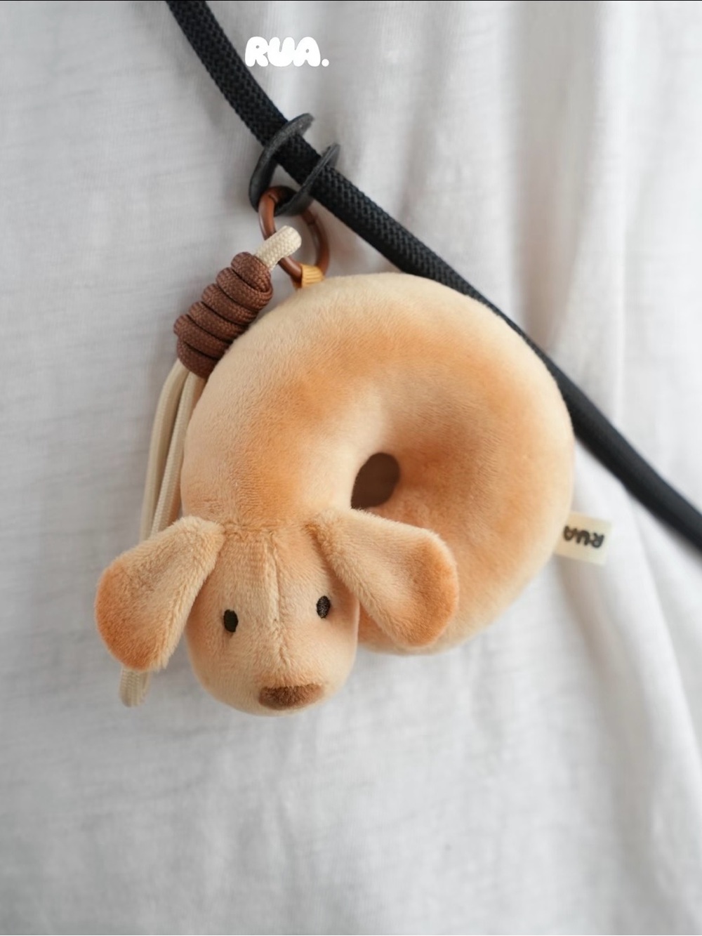 RUA Cute Bagel Dog Plush Keychain Bag Charm Kawaii Puppy New in Box